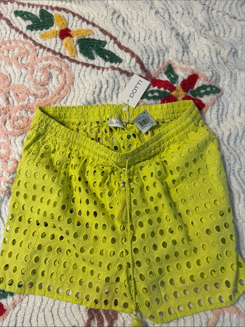 Dotti Lime Eyelet Drawstring Cover Up Shorts xl